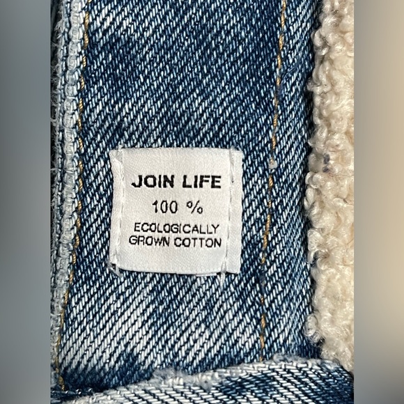 Zara Light Denim Wash Sherpa Jean Jacket Size Small - Picture 11 of 11